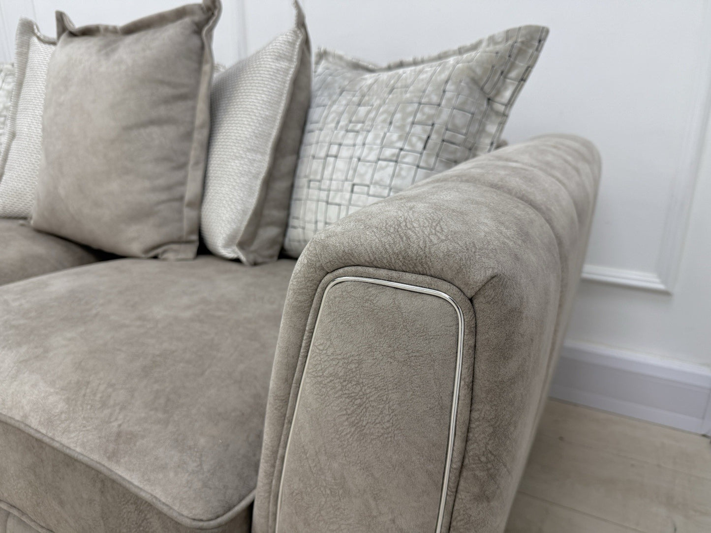 DFS Cherished 3 Seater Sofa, Chair & Footstool Set In Oatmeal