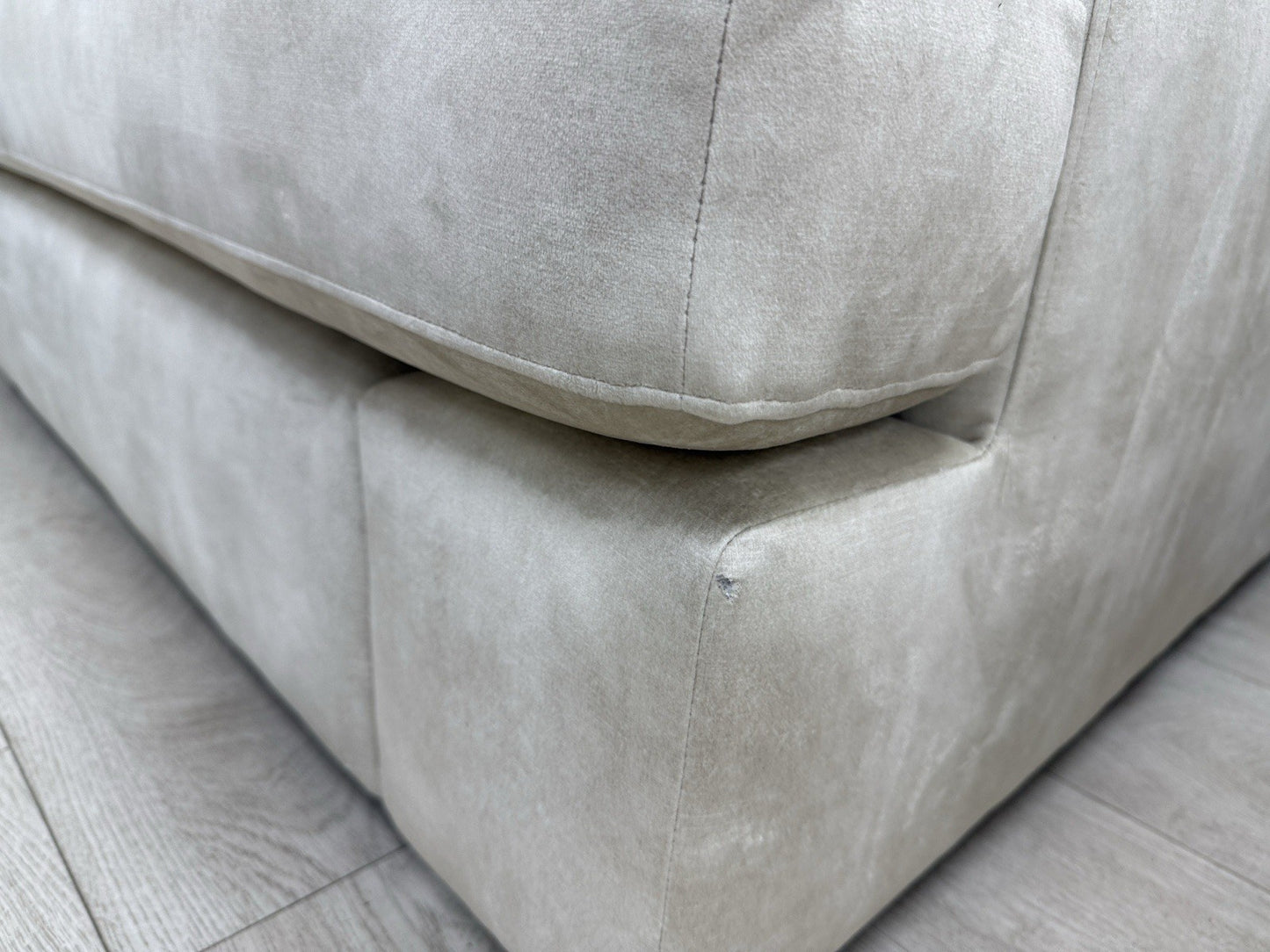 DFS Freya 4 Seater Lounger, Cuddle Chair, Footstool Set In Cream Velvet