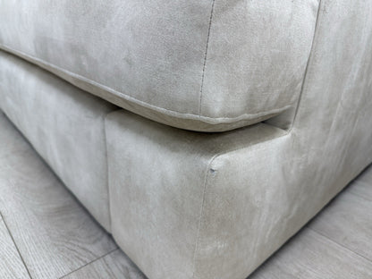 DFS Freya 4 Seater Lounger, Cuddle Chair, Footstool Set In Cream Velvet