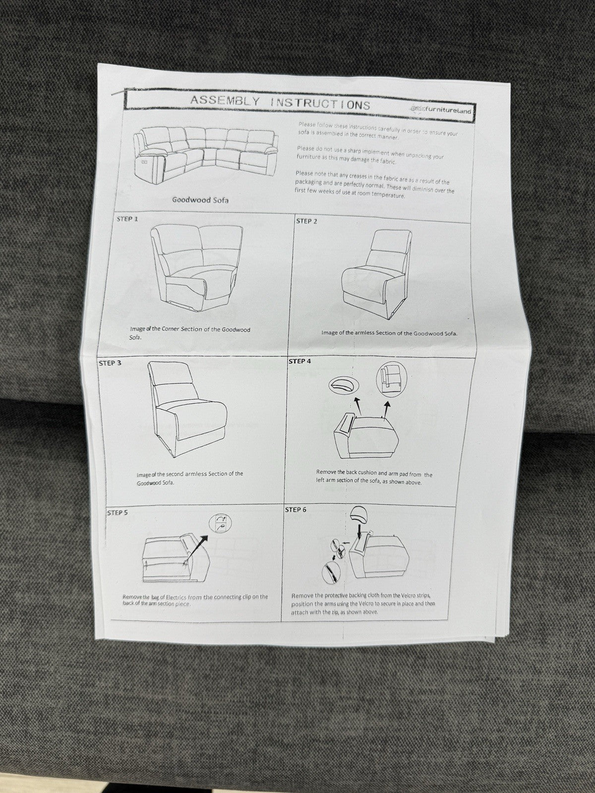 Oak Furnitureland Goodwood Power Recliner Corner Sofa In Plush Charcoal Fabric