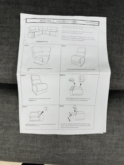 Oak Furnitureland Goodwood Power Recliner Corner Sofa In Plush Charcoal Fabric