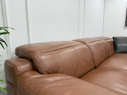 Sofology Laurence Power Recliner Corner Sofa In Tan Leather