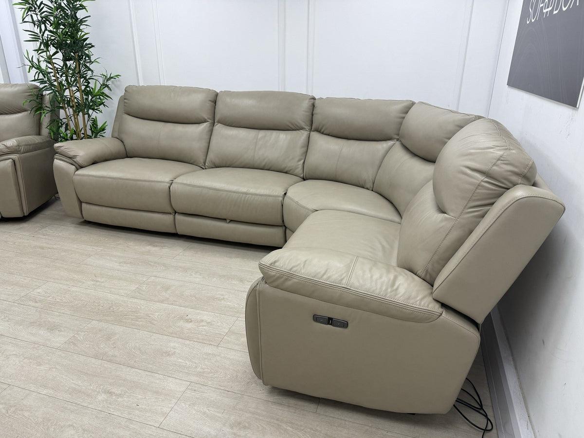 DFS Trek Power Recliner Corner Sofa In Taupe Leather