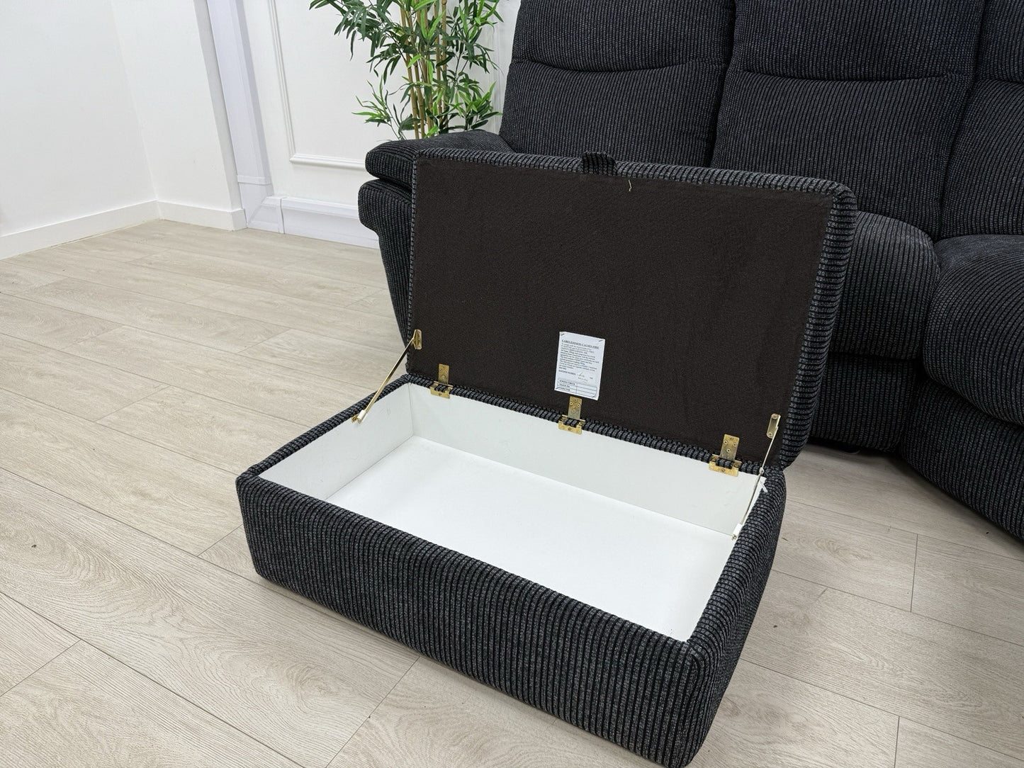 La-Z-Boy Tamla Power Recliner Corner Sofa & Footstool In Black Fabric