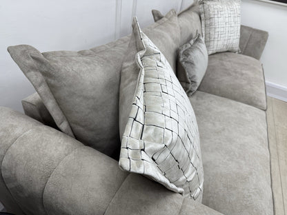DFS Cherished Grande 4 Seater Sofa & Armchair Set In Oatmeal Self Piped