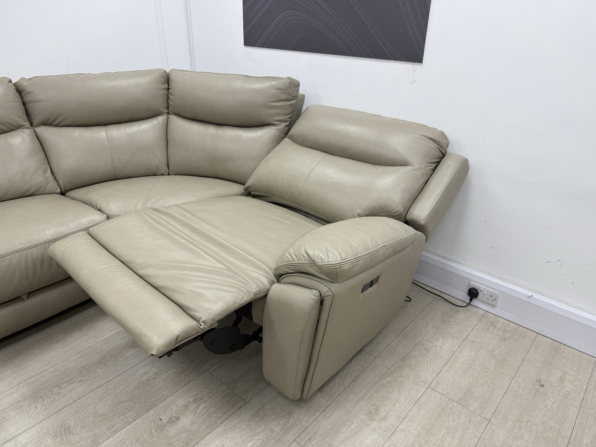 DFS Trek Power Recliner Corner Sofa In Taupe Leather