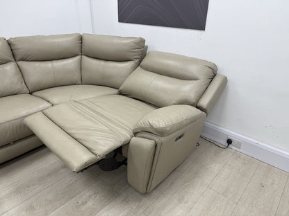 DFS Trek Power Recliner Corner Sofa In Taupe Leather