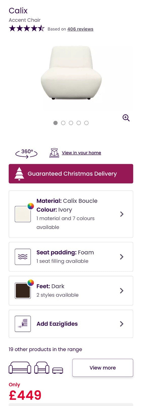 DFS Calix Boucle Corner Sofa & Accent Chair Set In Ivory