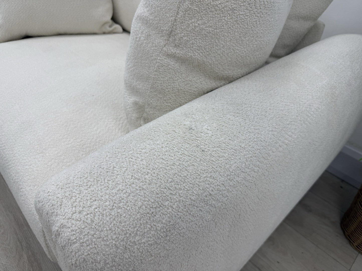 Sofology Marble Arch Loveseat Cuddle Chair In Cream Boucle Fabric
