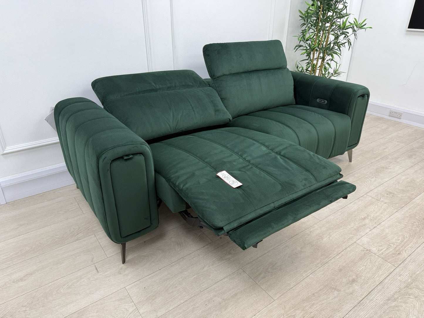 DFS Trip / Torren / Showcase Power Recliner 3 Seater Sofa In Bottle Green Velvet