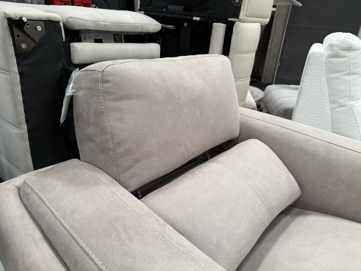 DFS San Mateo Power Recliner Chair In Stone Fabric