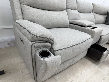 DFS Trek Storeaway Power Recliner Corner Sofa In Light Grey