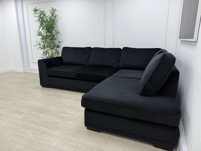 DFS Orka Velvet Corner Sofa In Black