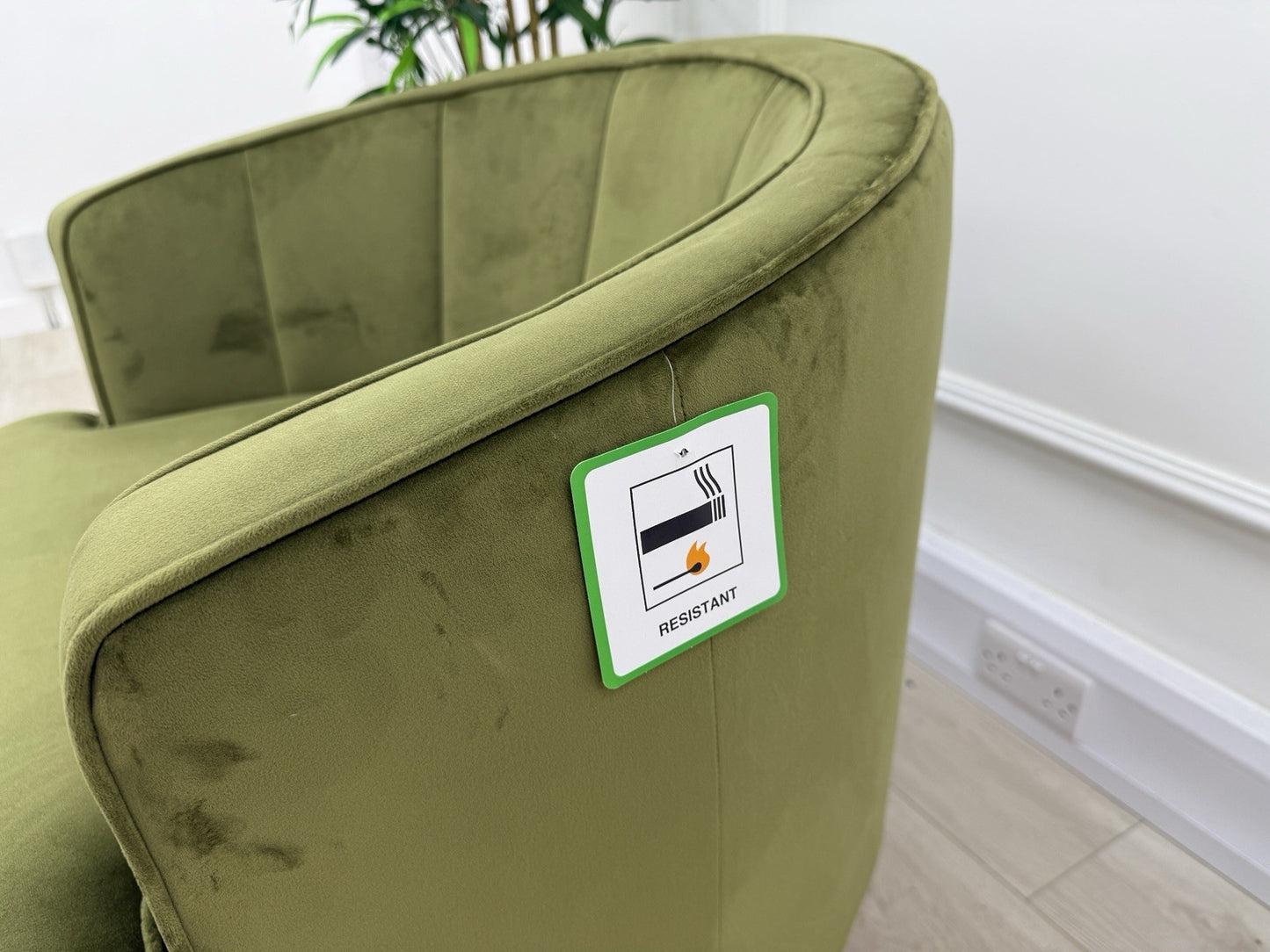 DFS Enhanced Accent Chair In Olive Velvet Fabric