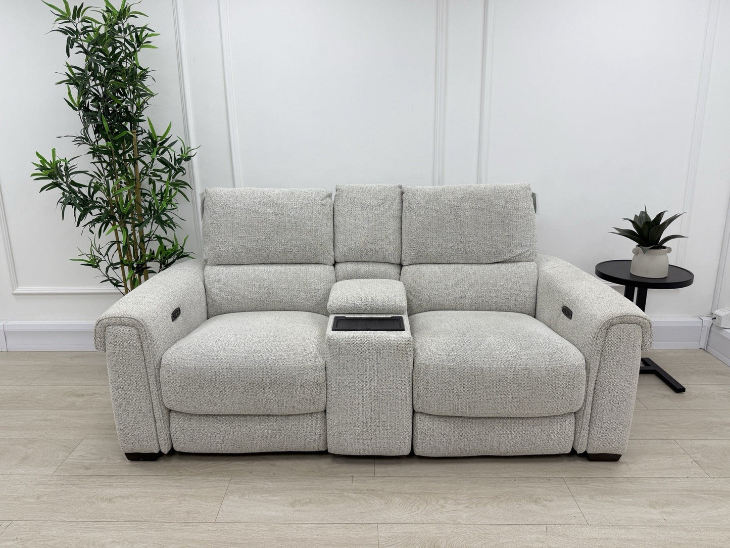 Furniture Village Nixon 2 Seater Power Recliner Sofa In Oyster Fabric