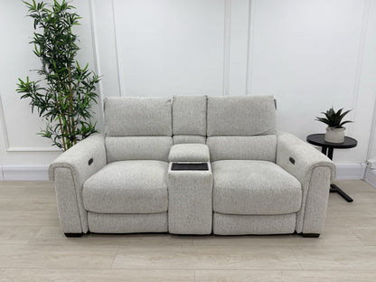 Furniture Village Nixon 2 Seater Power Recliner Sofa In Oyster Fabric