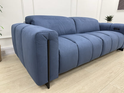 Italia Living 3 Seater Power Recliner Sofa In Luna Blue