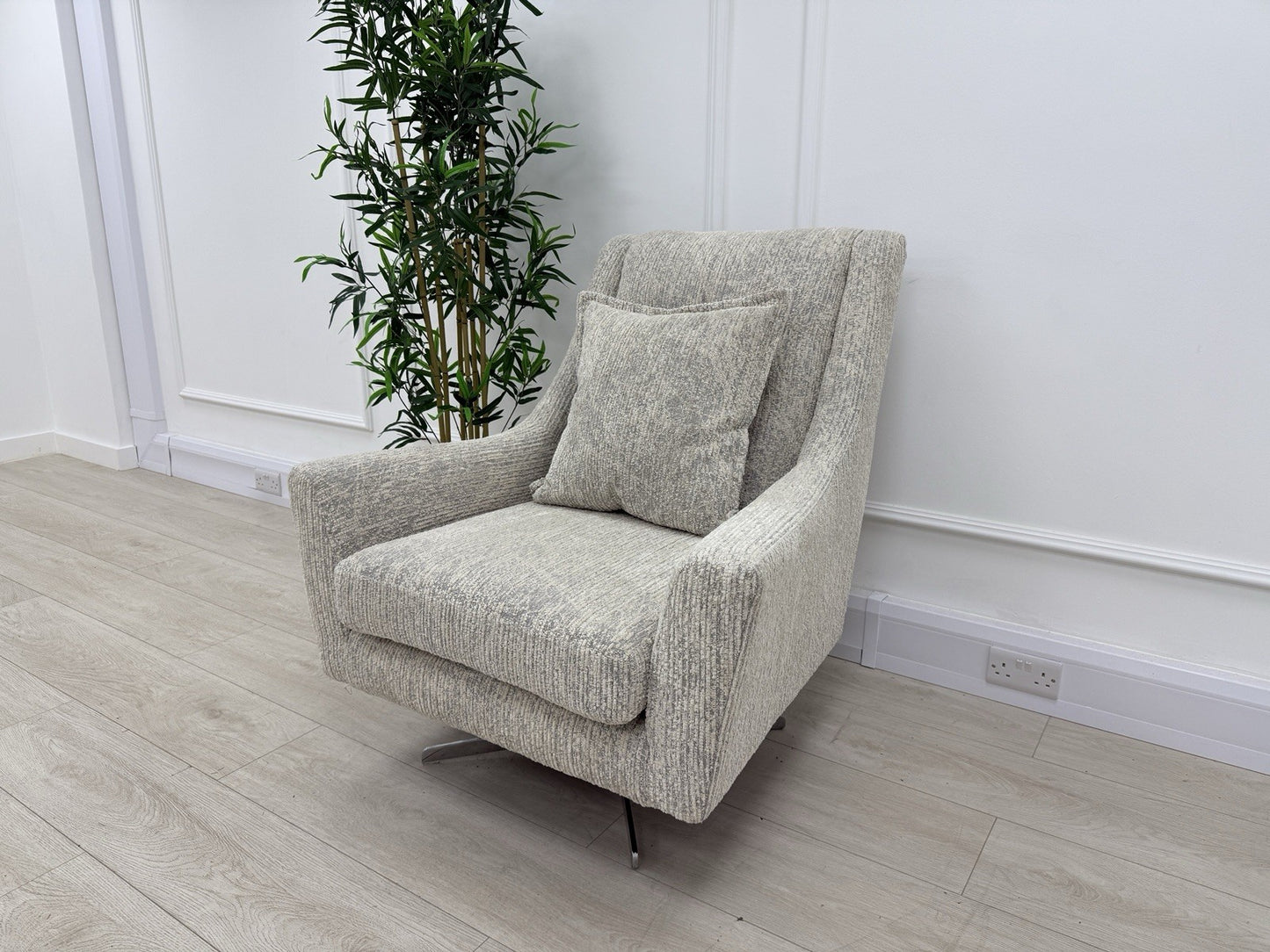 Sofology Bartello Fabric Accent Swivel Chair in Chunky Boucle Fabric