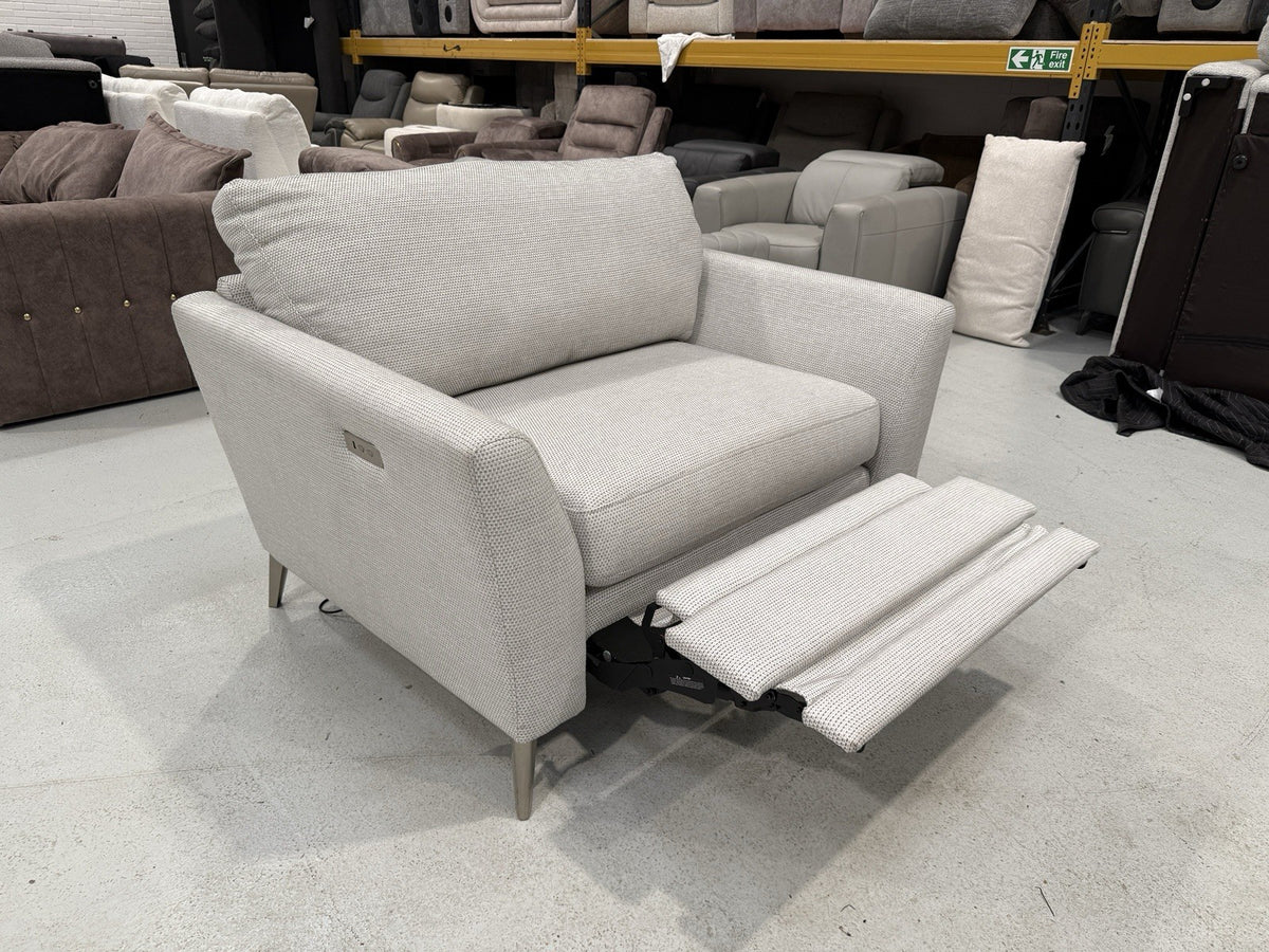 DFS New Libby Motion Cuddler Chair In Silver Fabric
