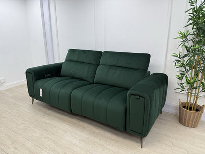 DFS Trip / Torren / Showcase Power Recliner 3 Seater Sofa In Bottle Green Velvet