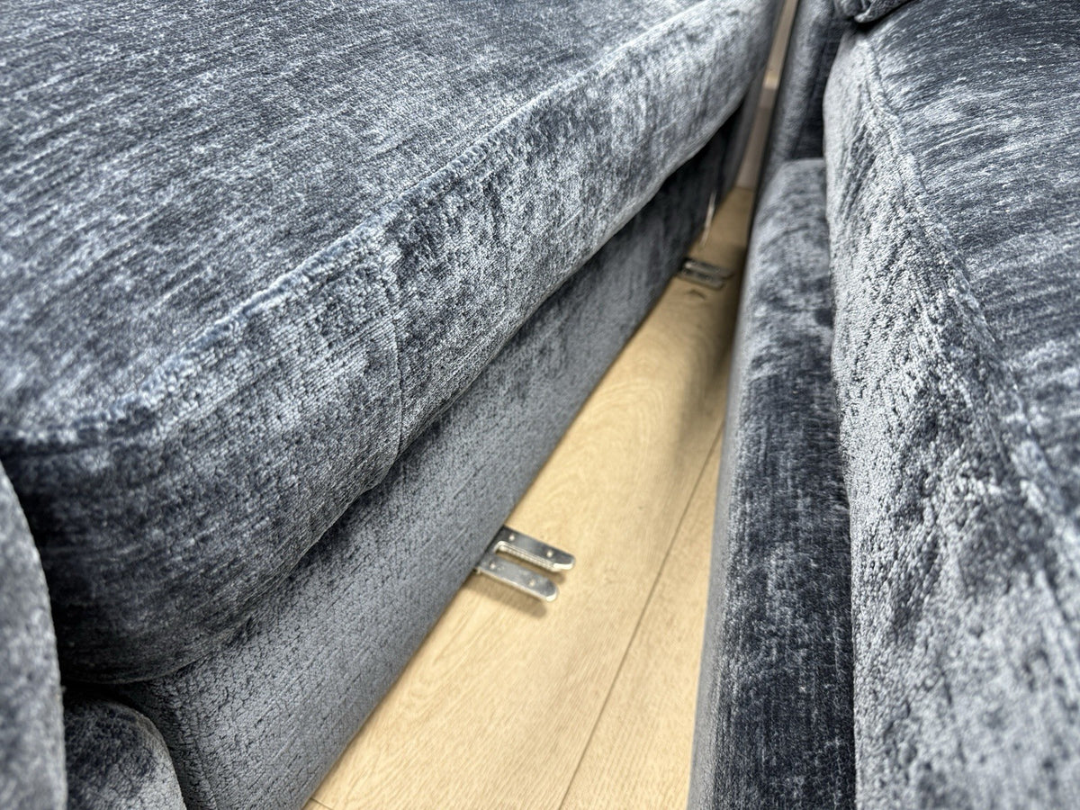 Sofology Bellagio Large U Shape Sofa In Luxury Deep Pile Chenille Denim Fabric