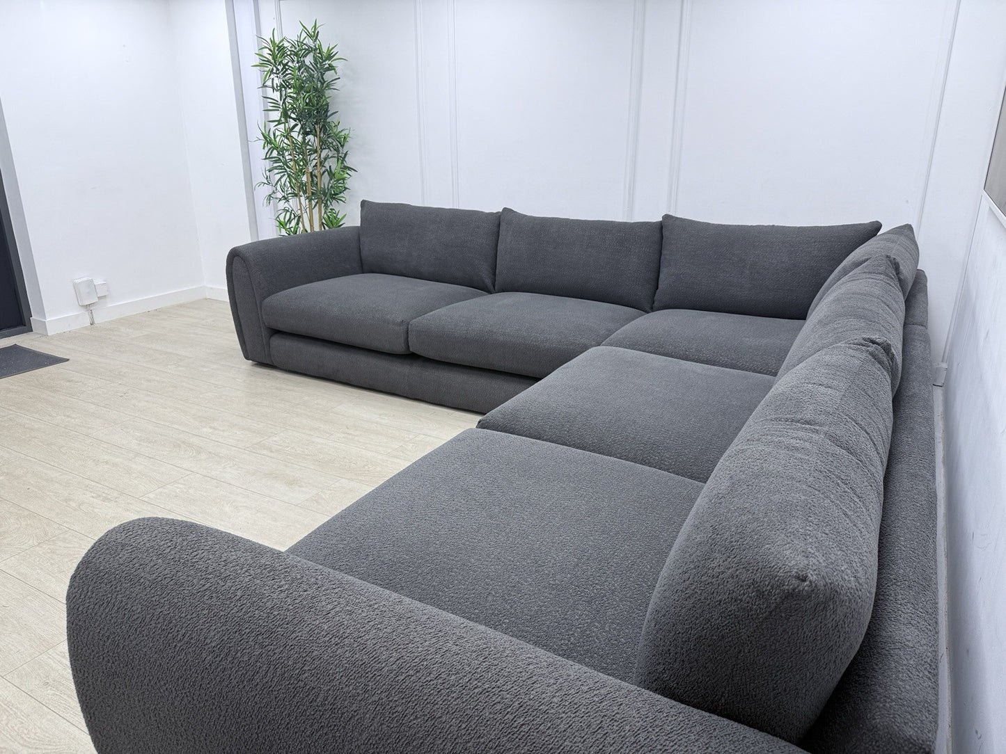 Sofology Marble Arch Corner Sofa In Charcoal Bouclé Fabric