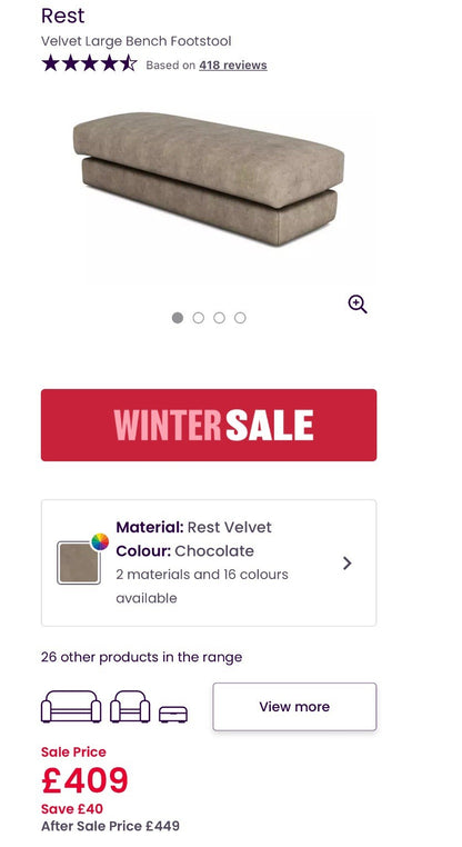 DFS Rest Large Double Ended Chaise Sofa & Bench Stool In Chocolate
