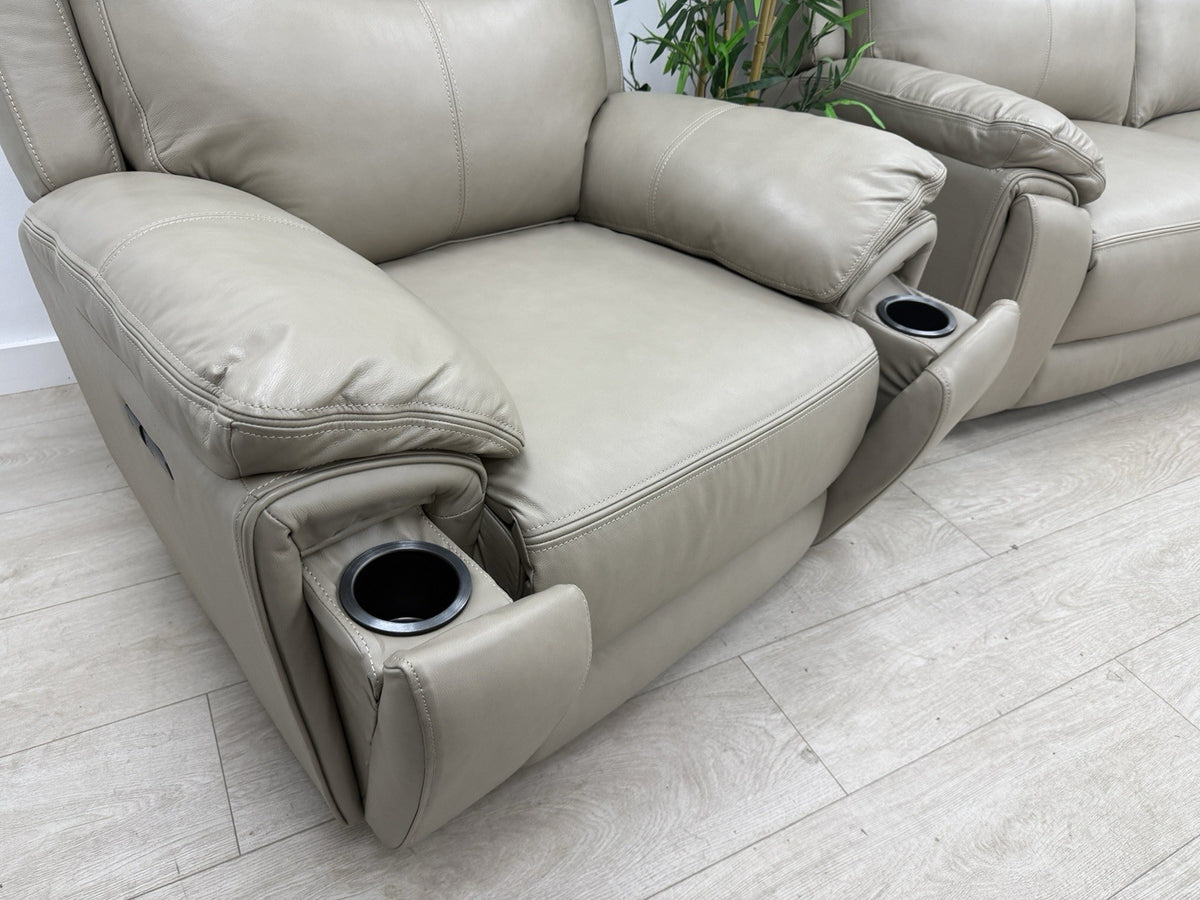 DFS Trek Power Recliner Chair In Taupe Leather