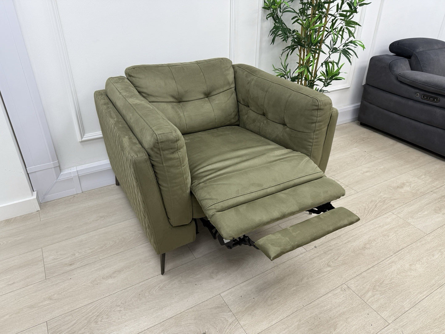 Sofology Muse Power Recliner Armchair In Olive Fabric