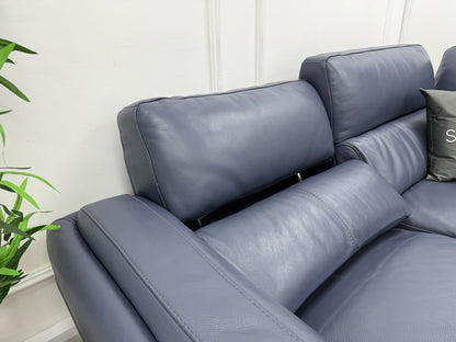 DFS San Antonio Power Recliner Corner Sofa Right Hand Facing In Blue Leather