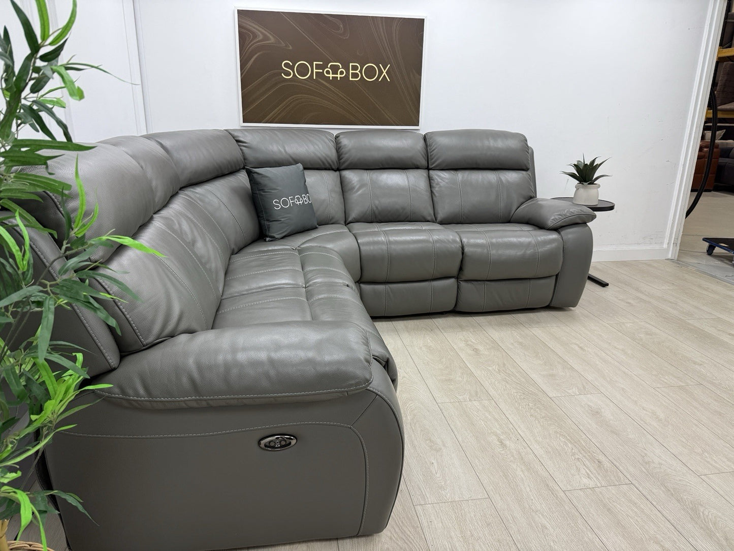 Furniture Village Moreno Power Recliner Corner Sofa In Grey Leather