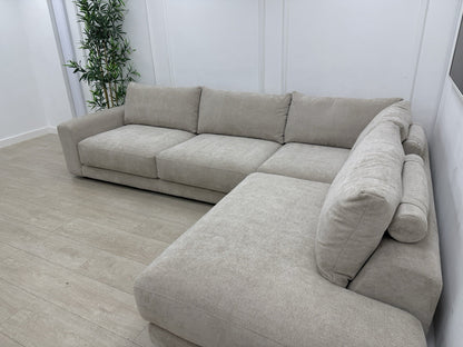 Sofology Amalfi Corner Sofa In Cosy Chenille Stone Fabric