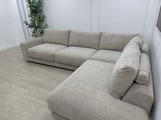 Sofology Amalfi Corner Sofa In Cosy Chenille Stone Fabric