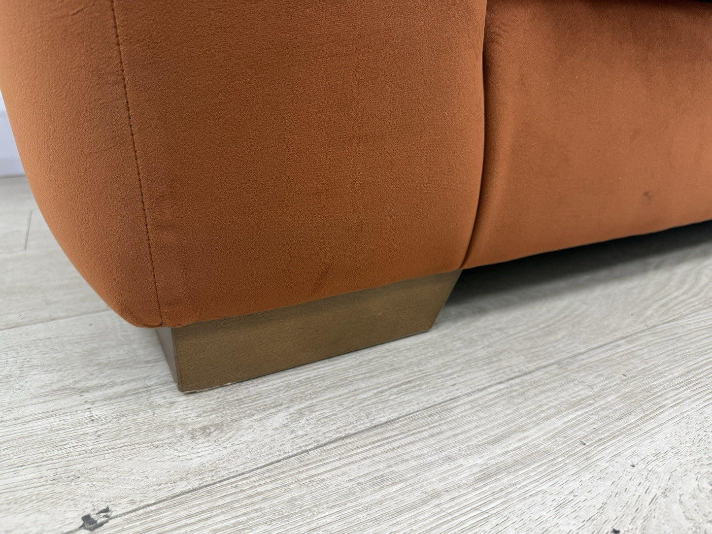 Next Houghton Deep Relaxed Sit Corner Sofa In Orange Easy Clean Velvet Fabric