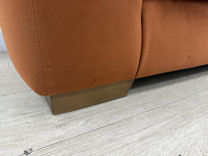 Next Houghton Deep Relaxed Sit Corner Sofa In Orange Easy Clean Velvet Fabric