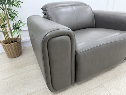 Sofology Premiere Power Recliner Love Seat In Trusty Embossed Leather Grey