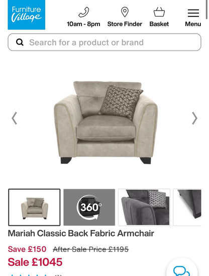 Furniture Village Mariah Corner Sofa & Armchair Set In Cream