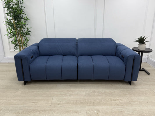 Italia Living 3 Seater Power Recliner Sofa In Luna Blue