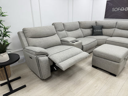 DFS Trek Storeaway Power Recliner Corner Sofa In Light Grey