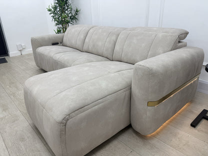 Sofology Lumiere Power Recliner 4 Seater Chaise Sofa In Lifestyle Flecked Ivory