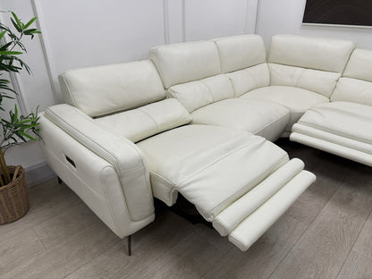 DFS San Antonio Power Recliner Corner Sofa In Snow Leather