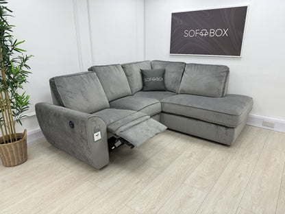 DFS Orka Velvet Power Recliner Corner Sofa In Grey