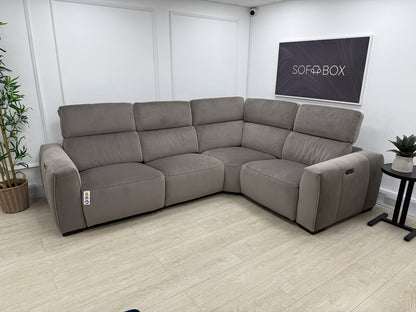 DFS Lauder Power Recliner Corner Sofa In Taupe Velvet Fabric