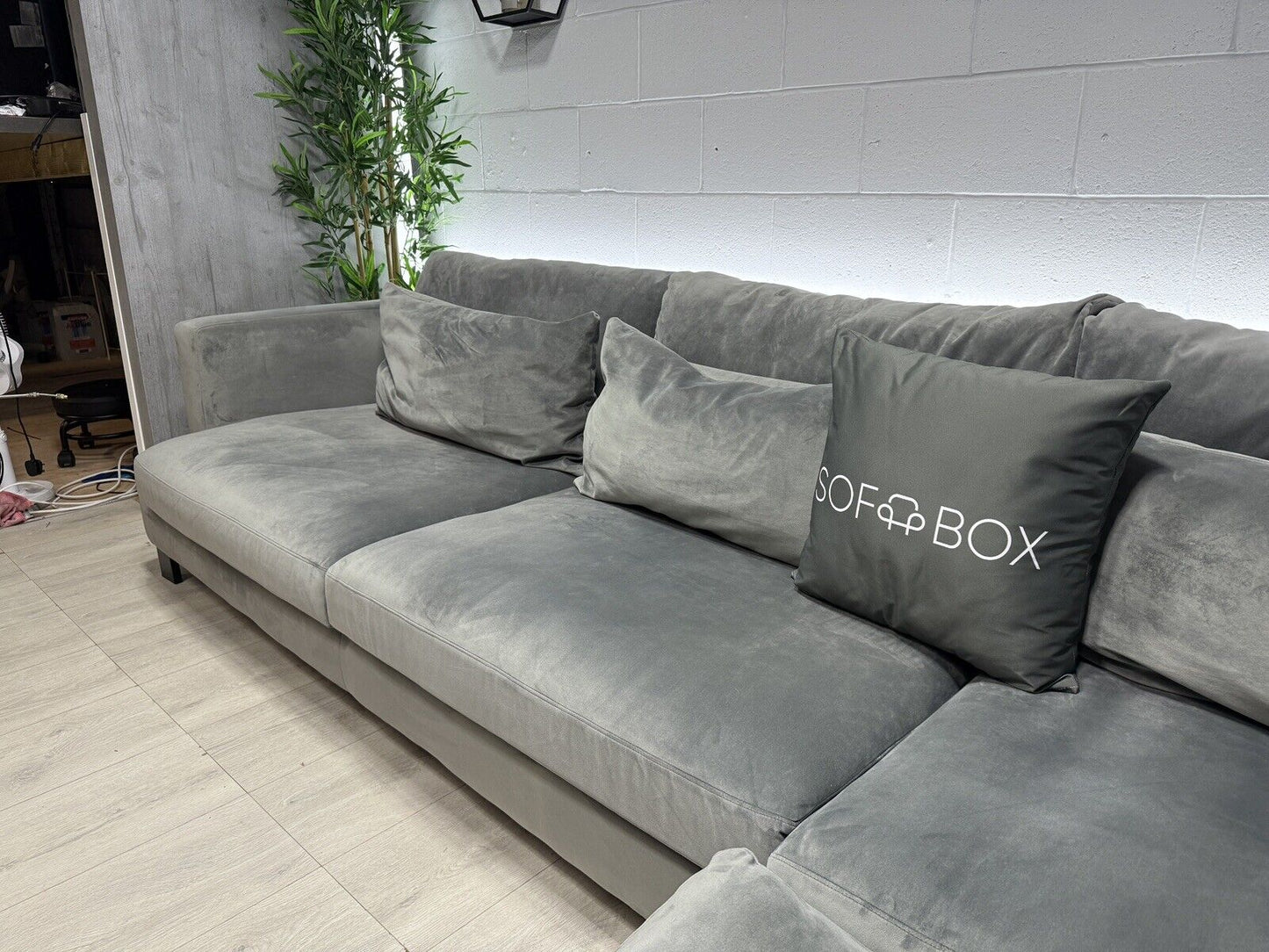 DFS Dwell Lugano Velvet Corner Sofa In Grey - Delivery Available