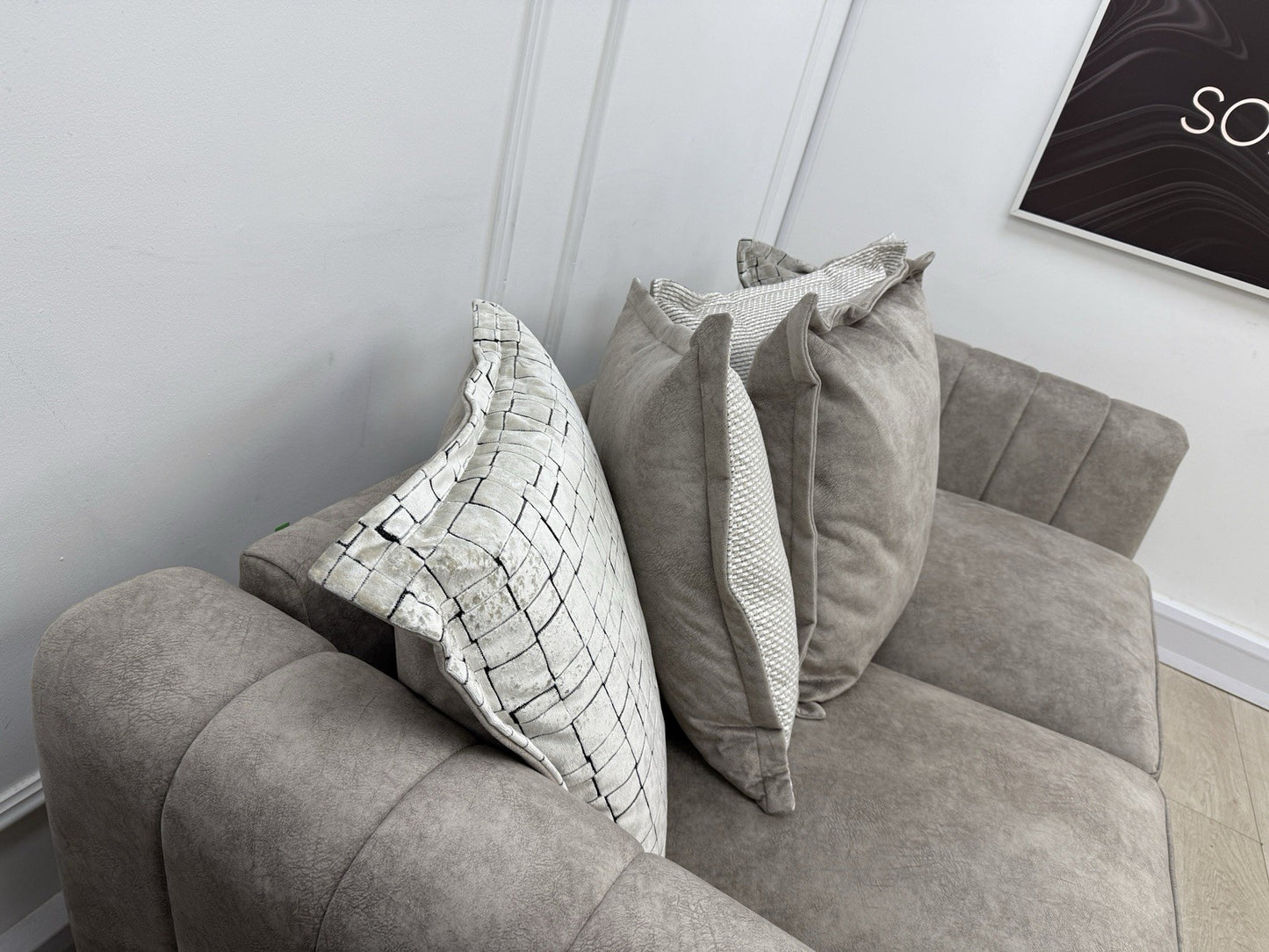 DFS Cherished 3 Seater Sofa, Chair & Footstool Set In Oatmeal