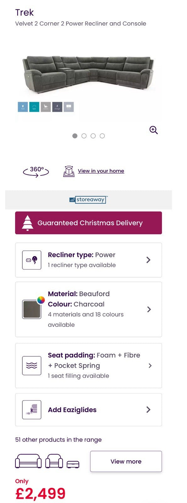 DFS Trek Recliner Corner Sofa & Armchair In Charcoal Velvet