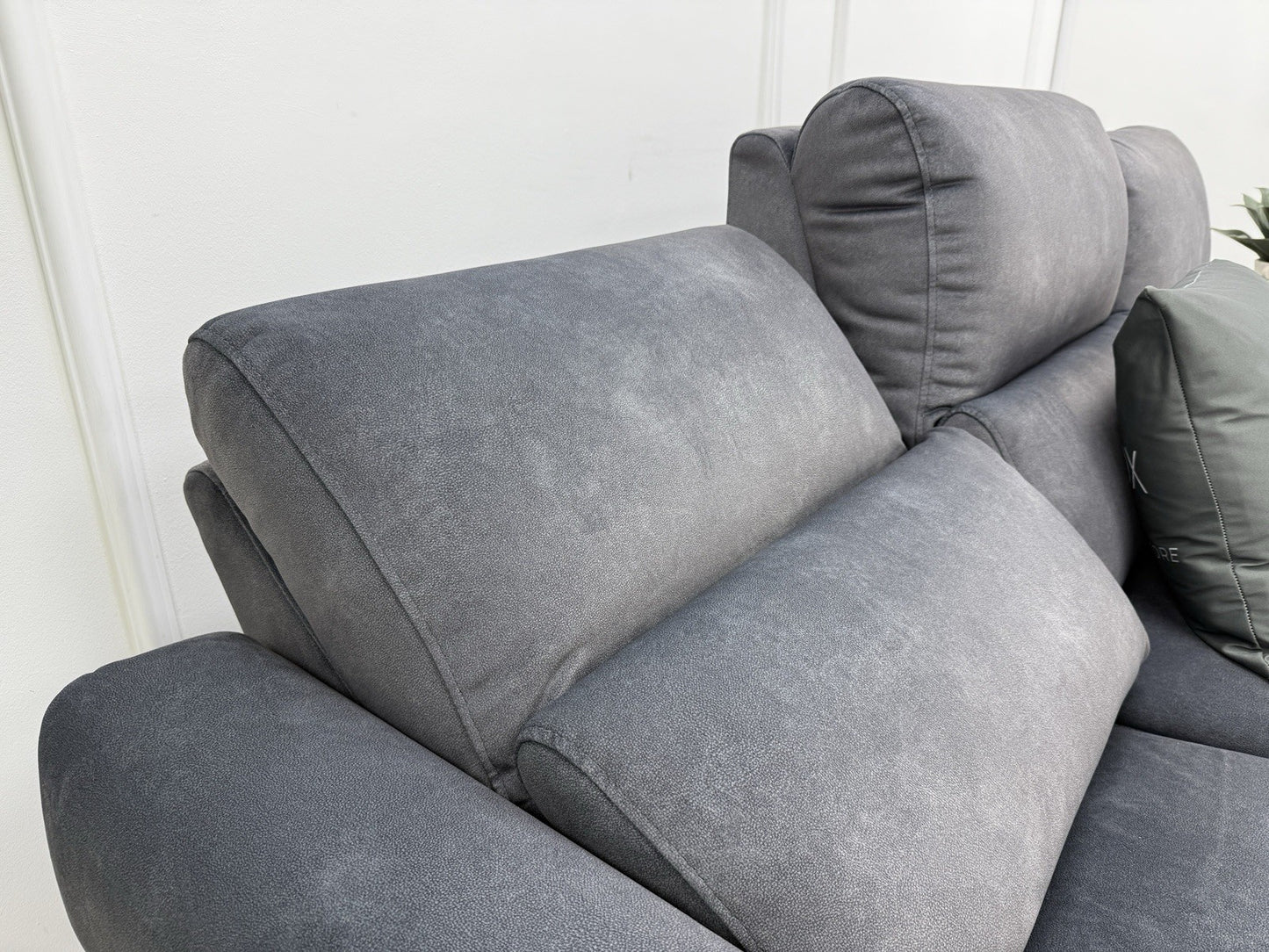 Sofology The Ravello 3 Seater Sofa Recliner/Headrest/Lumbar In Charcoal Fabric