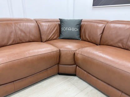 Sofology Laurence Power Recliner Corner Sofa In Tan Leather