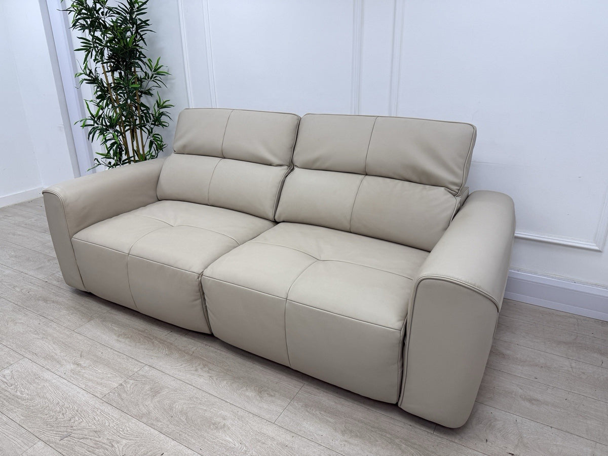 Sofology The Riviera 3 Seater Motion Chaise Recliner Sofa In Stone Leather