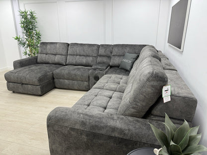 DFS Steller Corner Power Motion Chaise Sofa In Grey Mason Fabric